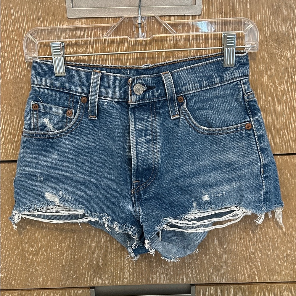 Levi's Blue Distressed Jean Shorts
